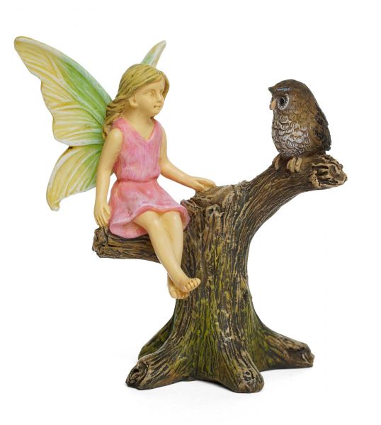 Owl Roost Fairy - Miniature Fairy Garden Accessory
