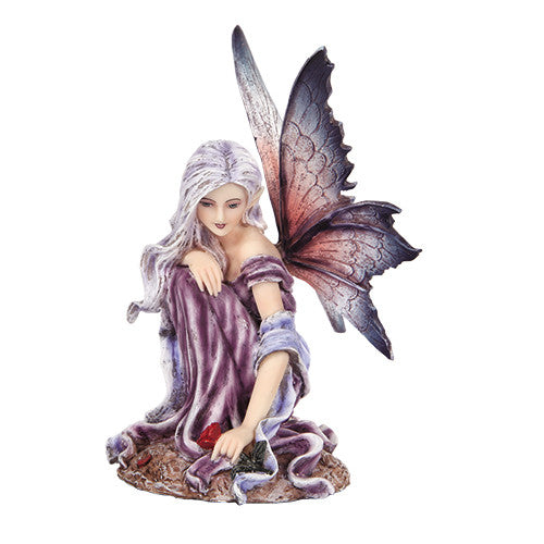 Purple Butterfly Winged Fairy Figurine