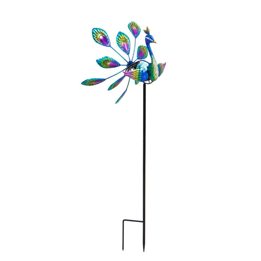 Peacock Solar Spinner Garden Stake