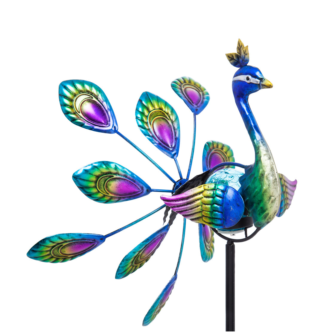Peacock Solar Spinner Garden Stake