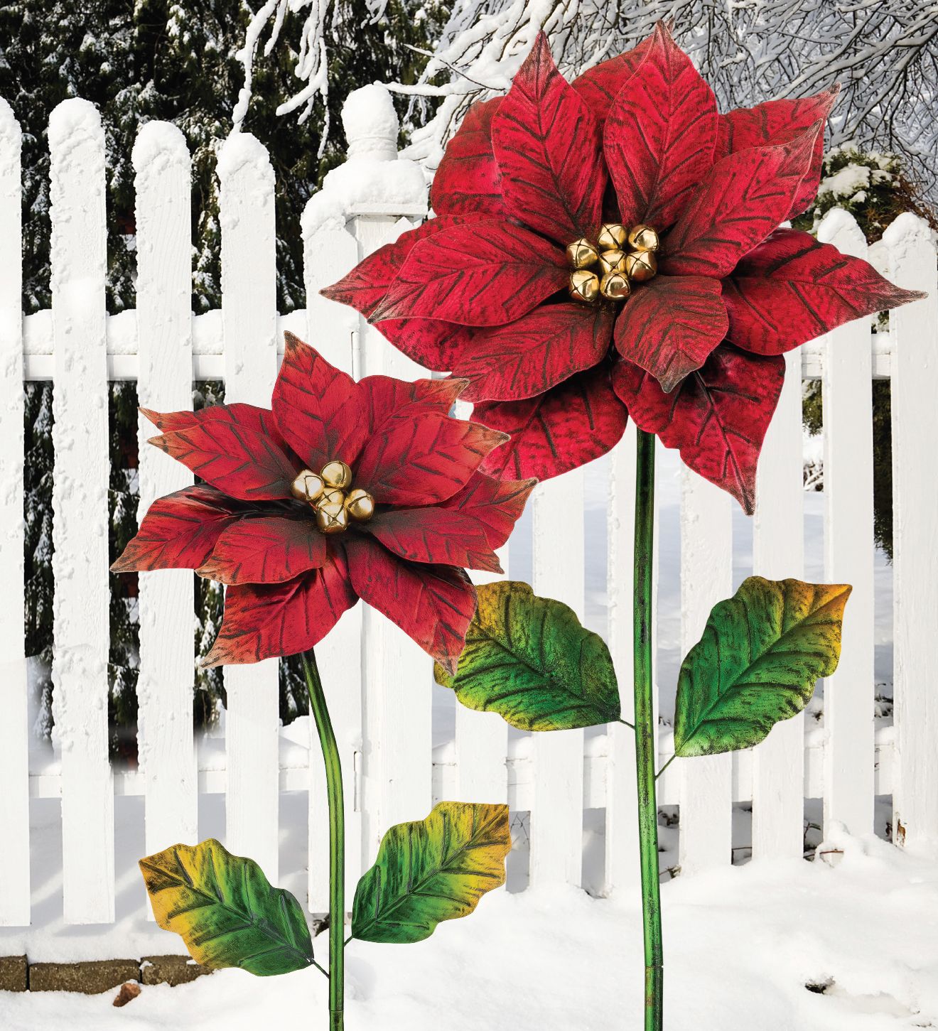 Poinsettia Garden Stake