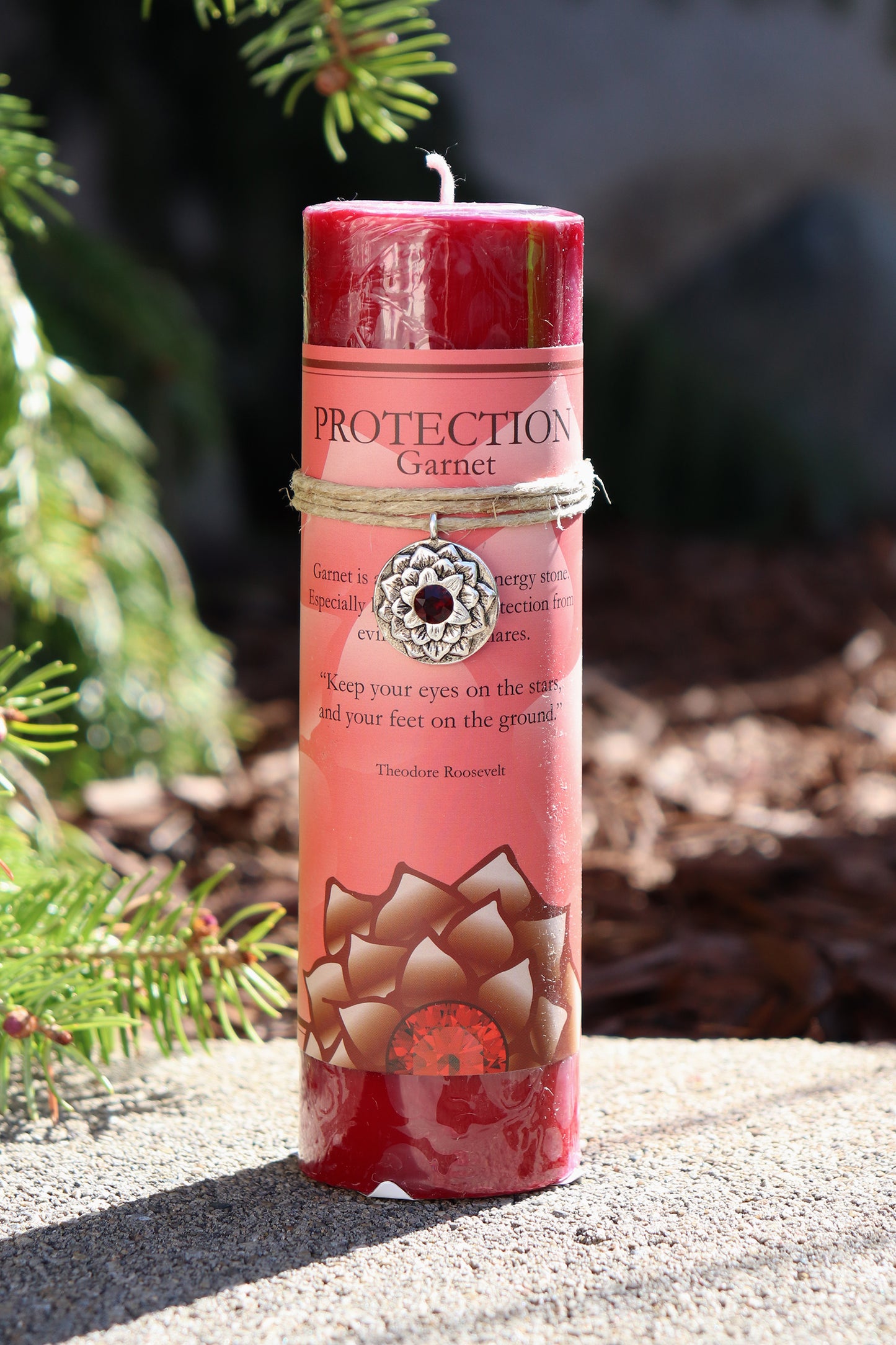 Protection Garnet Lotus Pendant Candle