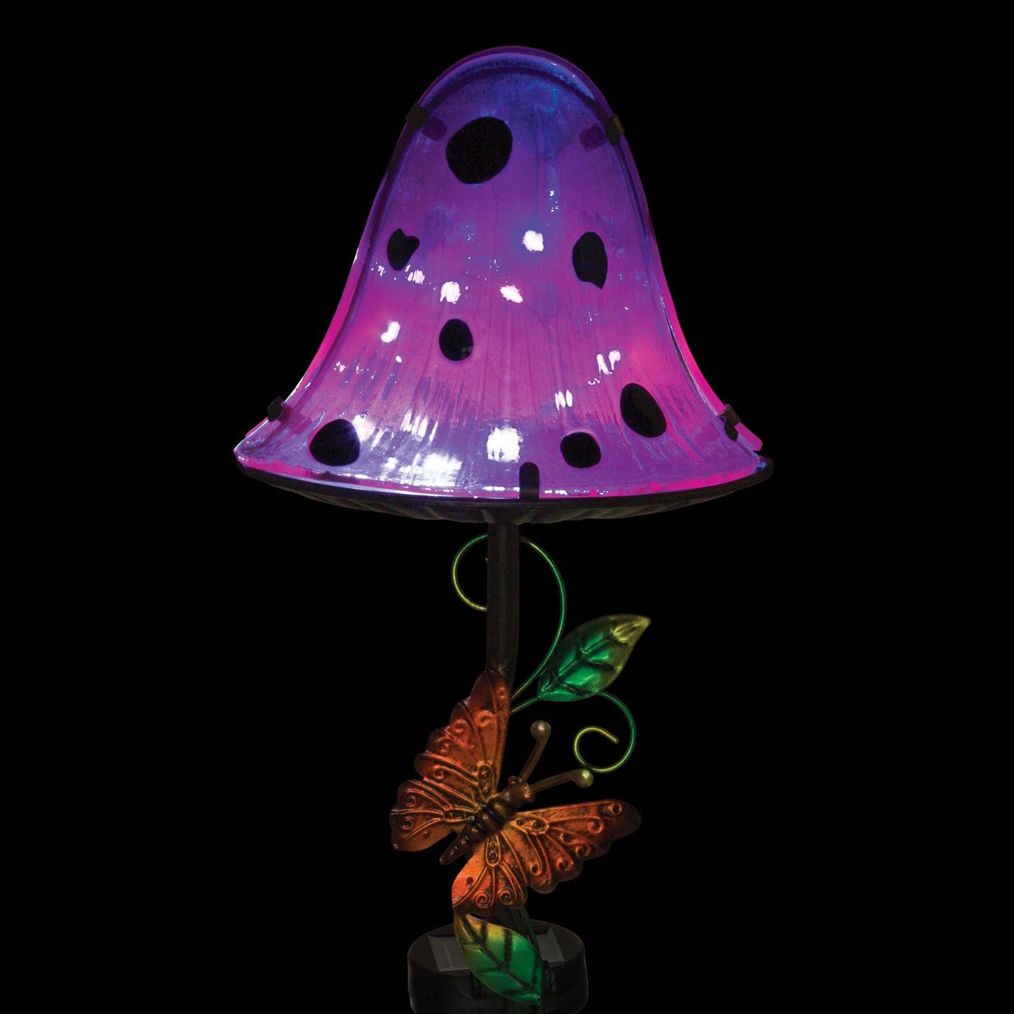 Purple Dottie Mushroom Solar Garden Stake