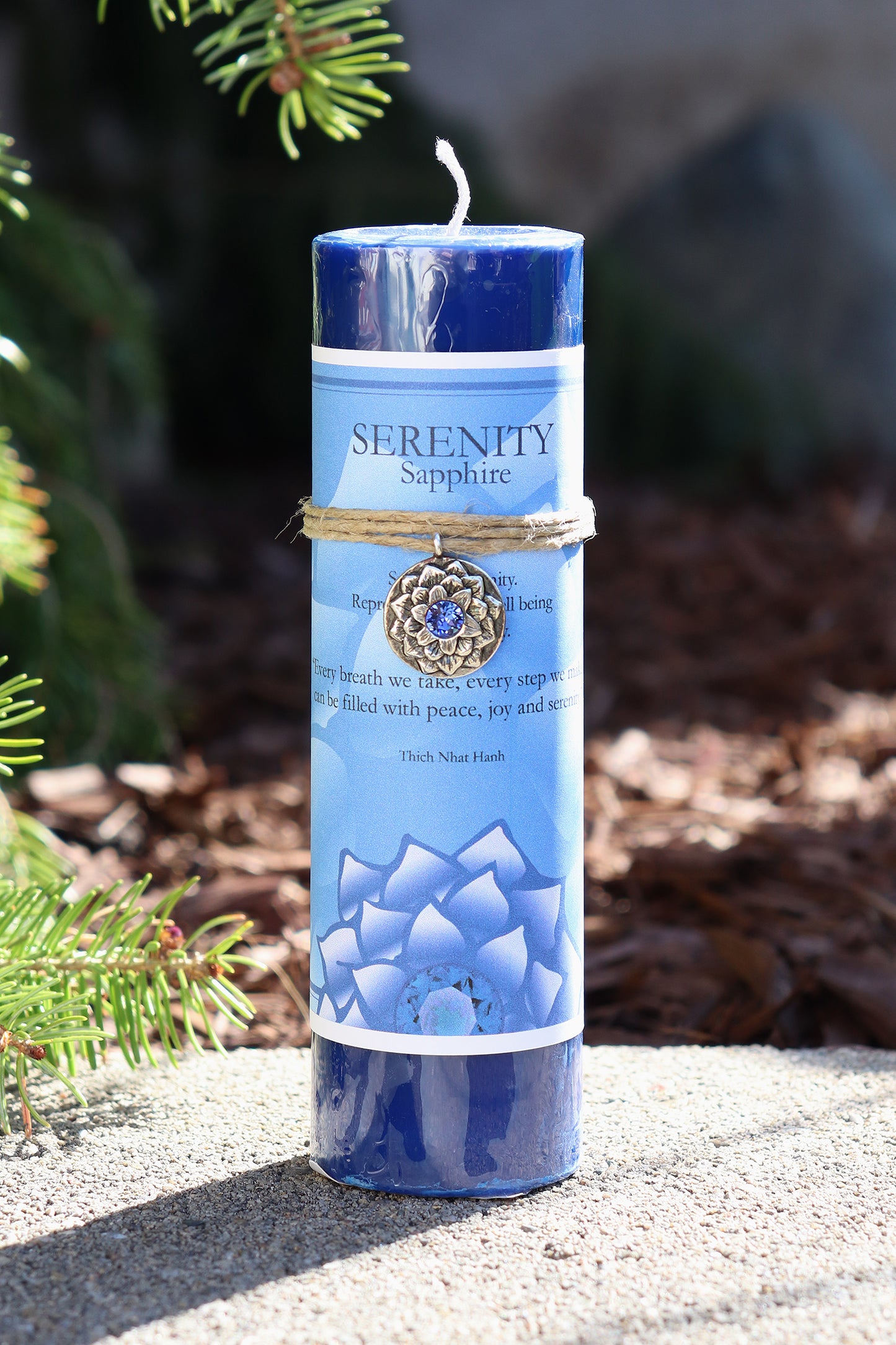 Serenity Sapphire Lotus Pendant Candle