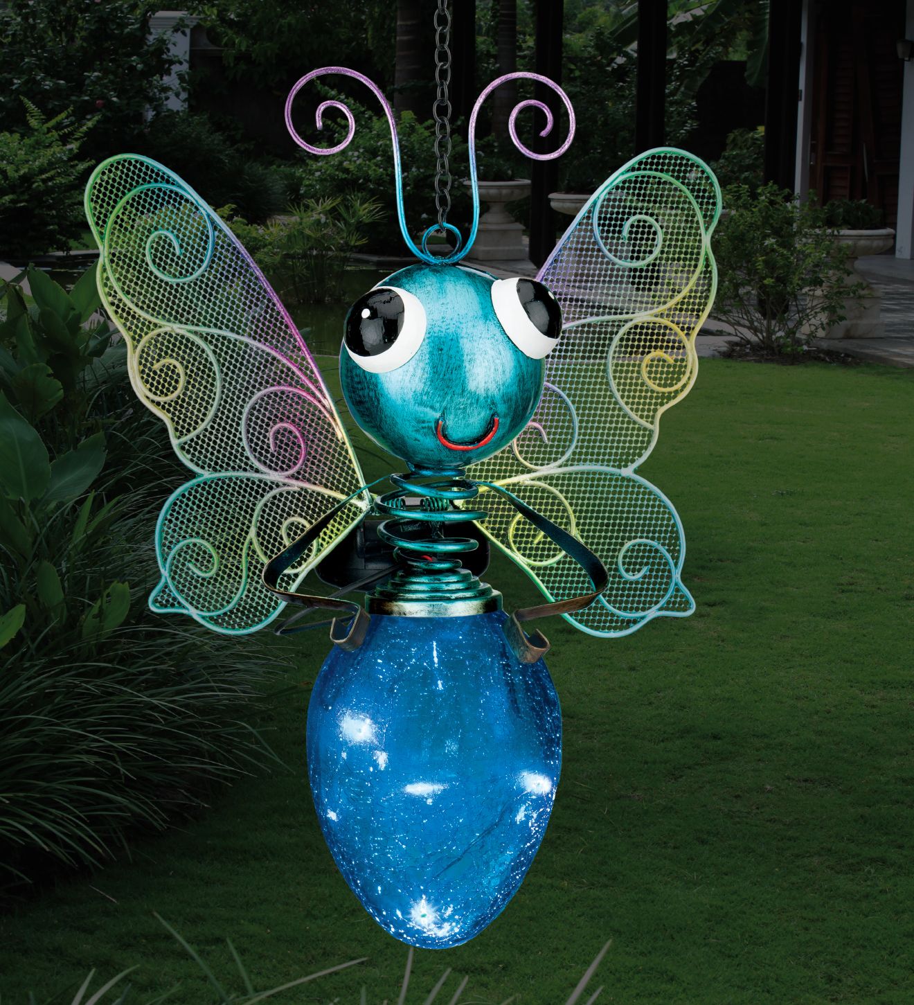 Blue Butterfly Solar Garden Lantern
