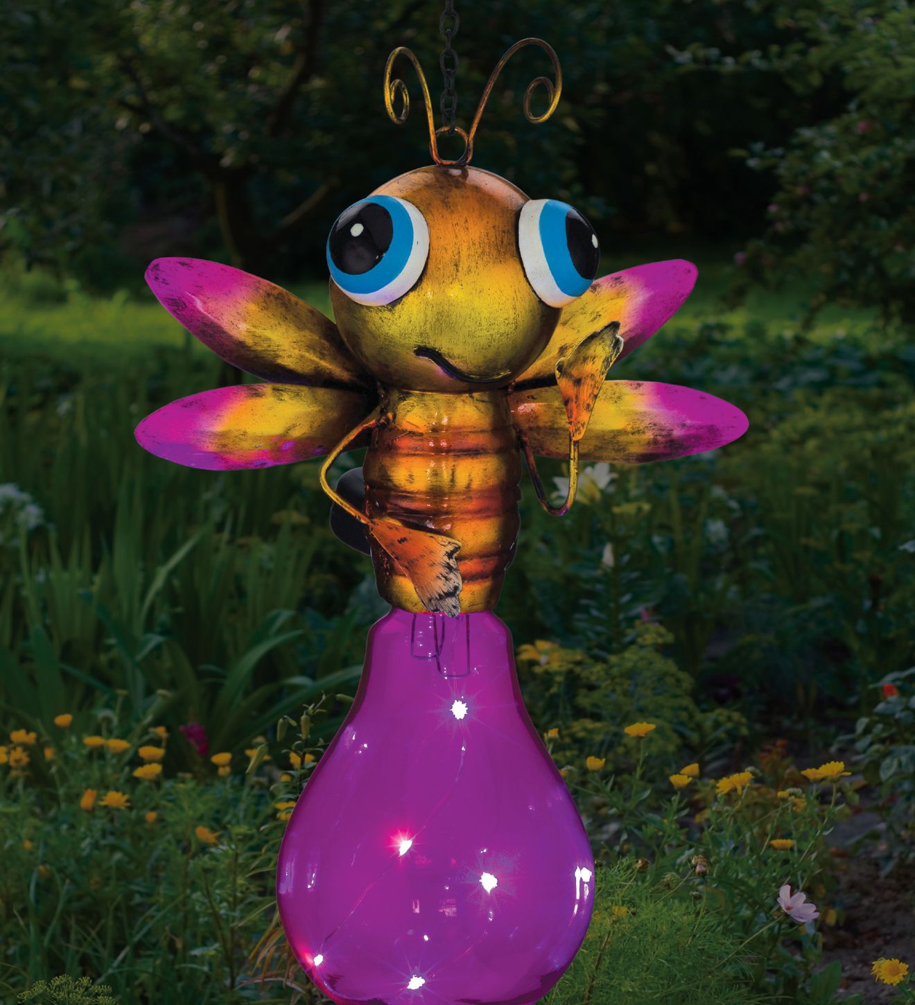 Pink Firefly Solar Garden Lantern