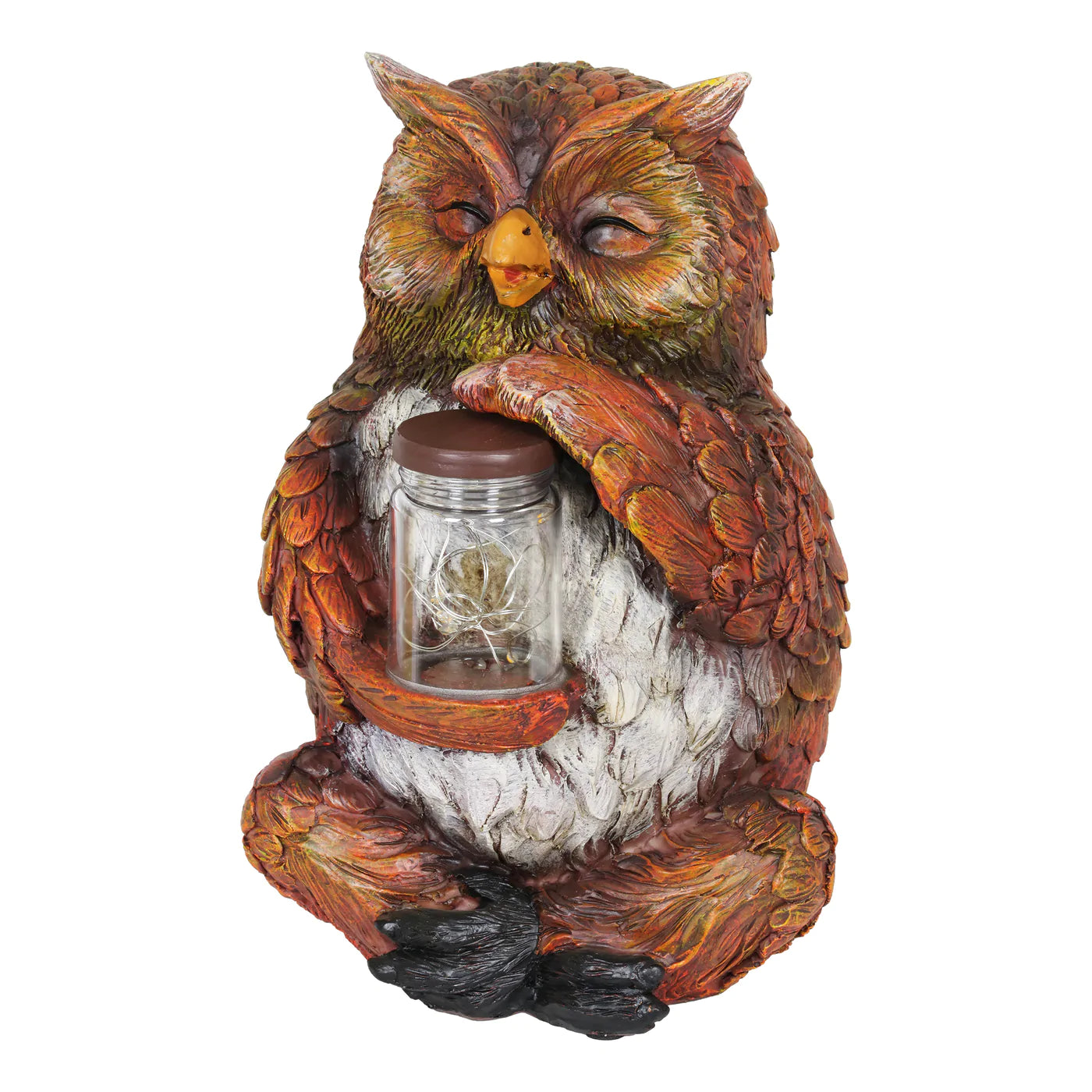 Solar Garden Owl Holding Firefly's