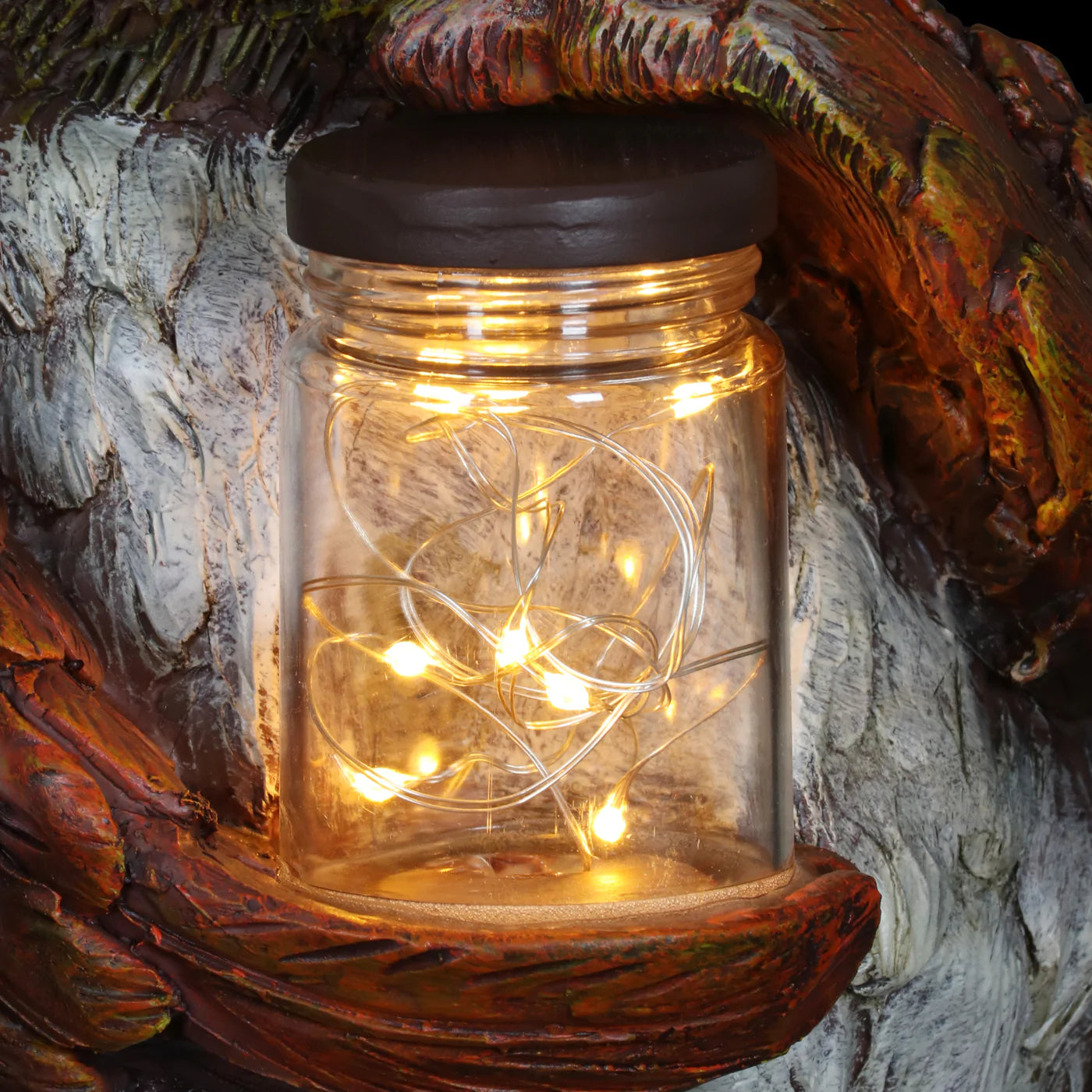 Solar Garden Owl Holding Firefly's