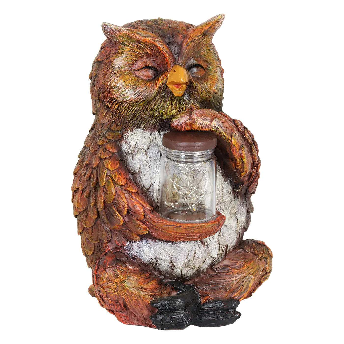 Solar Garden Owl Holding Firefly's