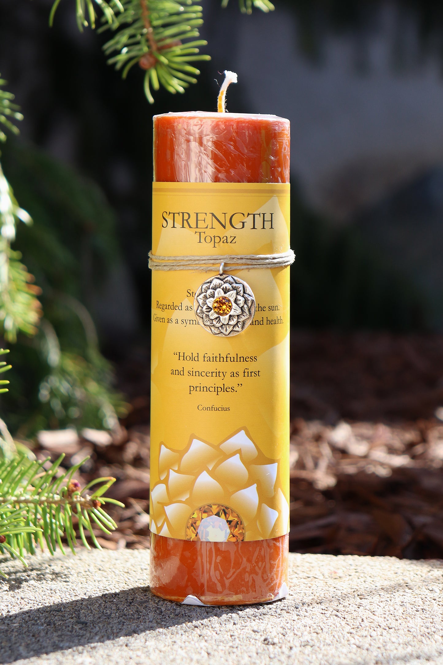 Strength Topaz Lotus Pendant Candle