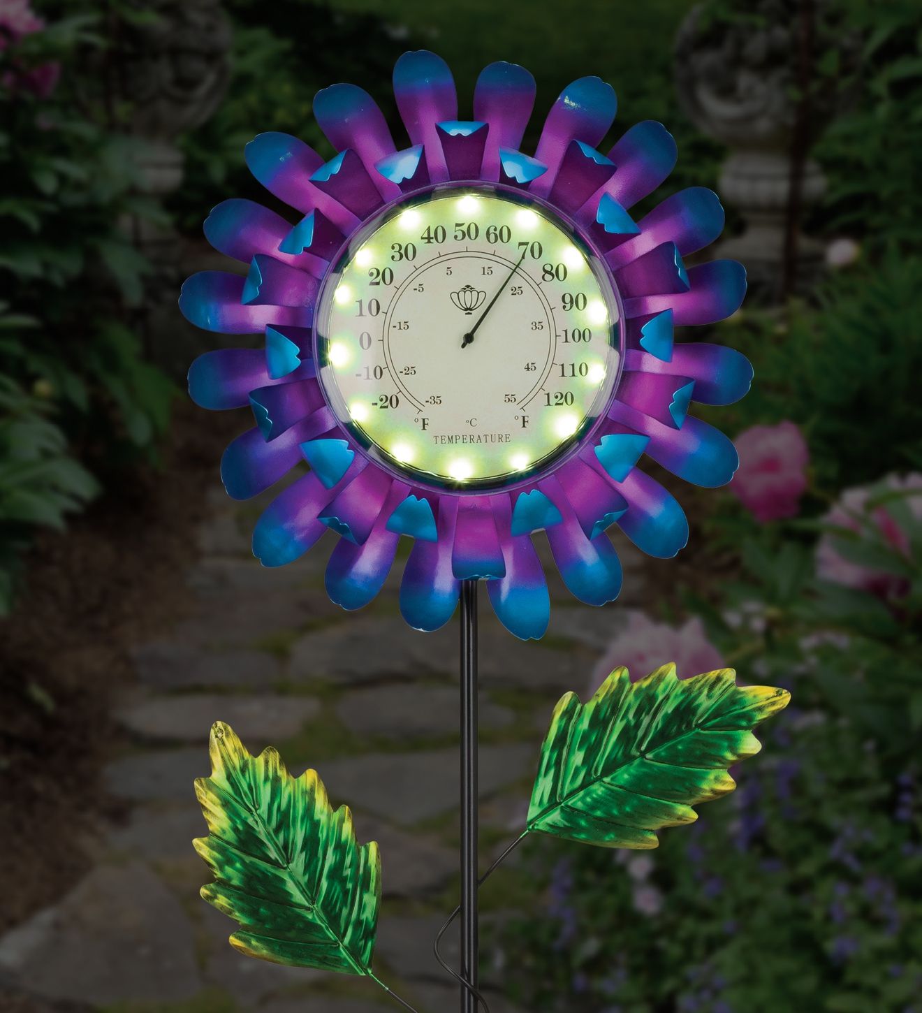 Buttercup Thermometer Solar Garden Stake