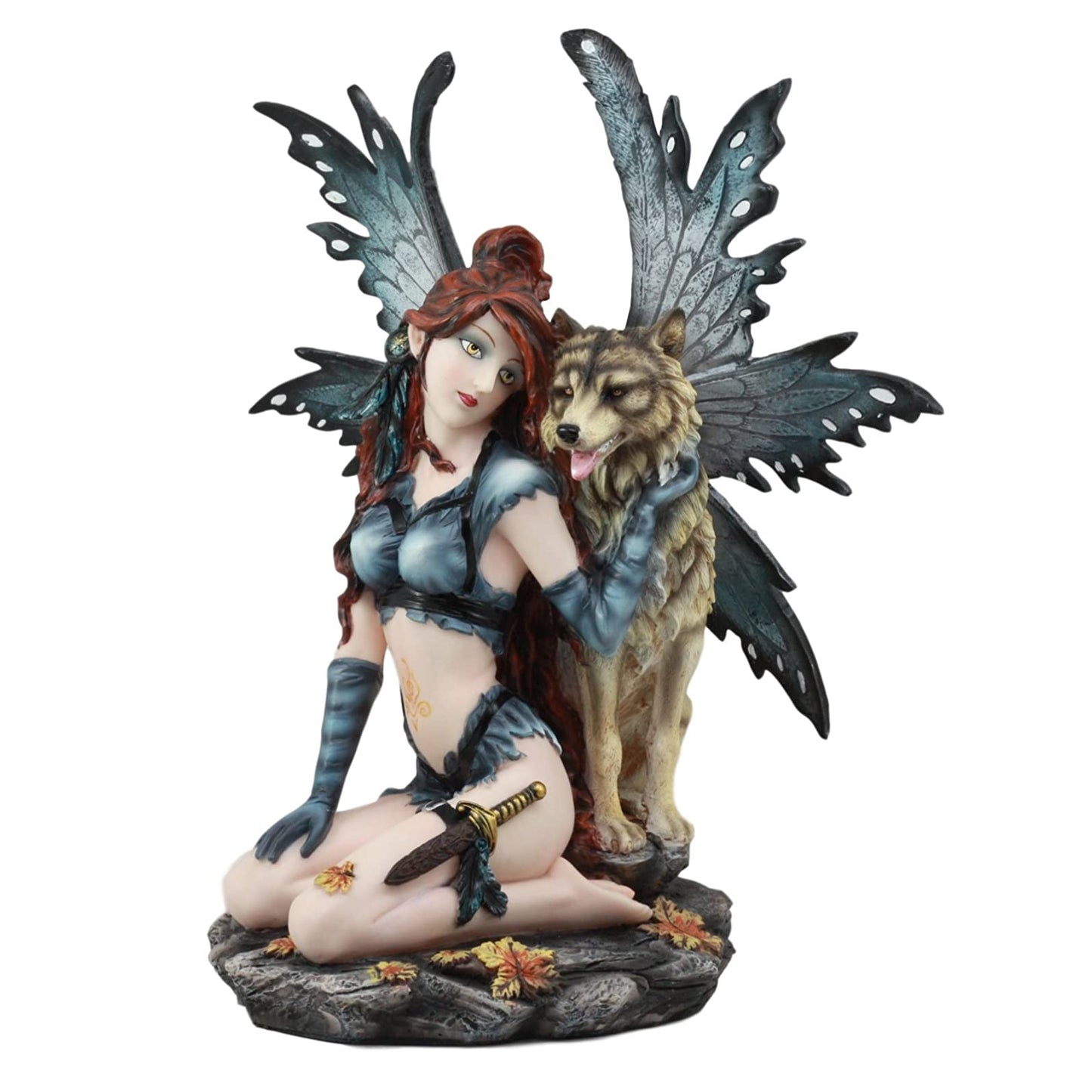 Tribal Huntress & Dire Wolf Figurine