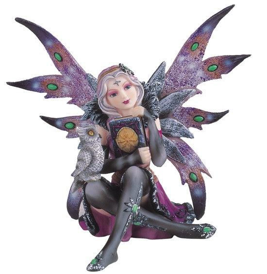Fairy Reading with Owl Figurine