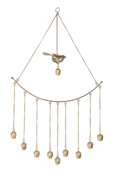 Metal Bird with Bells Windchime