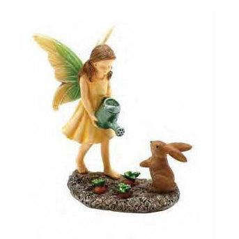 Gardener Fairy & Bunny - Miniature Fairy Garden Accessory