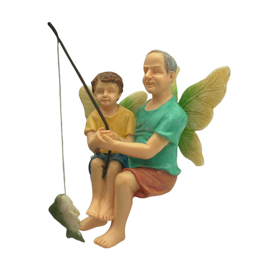 Fishing with Grandpa Fairy - Miniature Fairy Garden Accessory