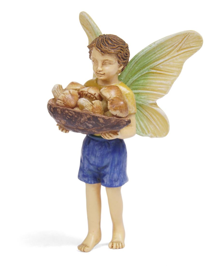Mushroom Harvest Boy Fairy - Miniature Fairy Garden Accessory