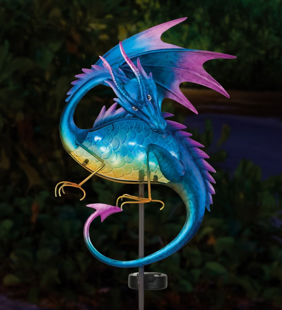 Dragon Solar Garden Stake - Purple