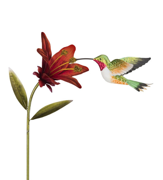 Hummingbird Flower Garden Stake - Ruby Throated