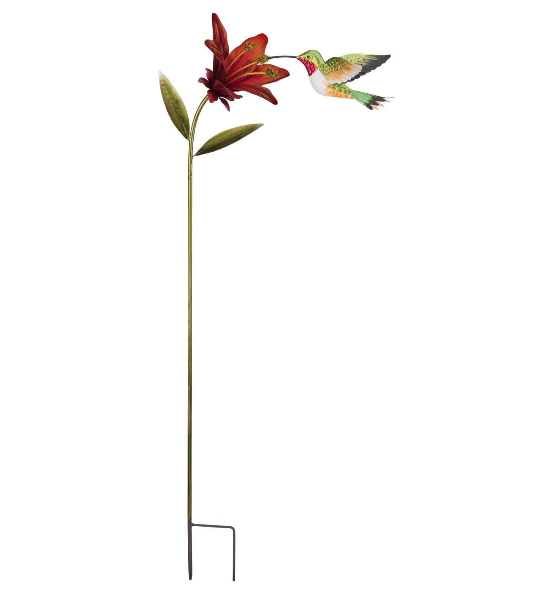 Hummingbird Flower Garden Stake - Ruby Throated