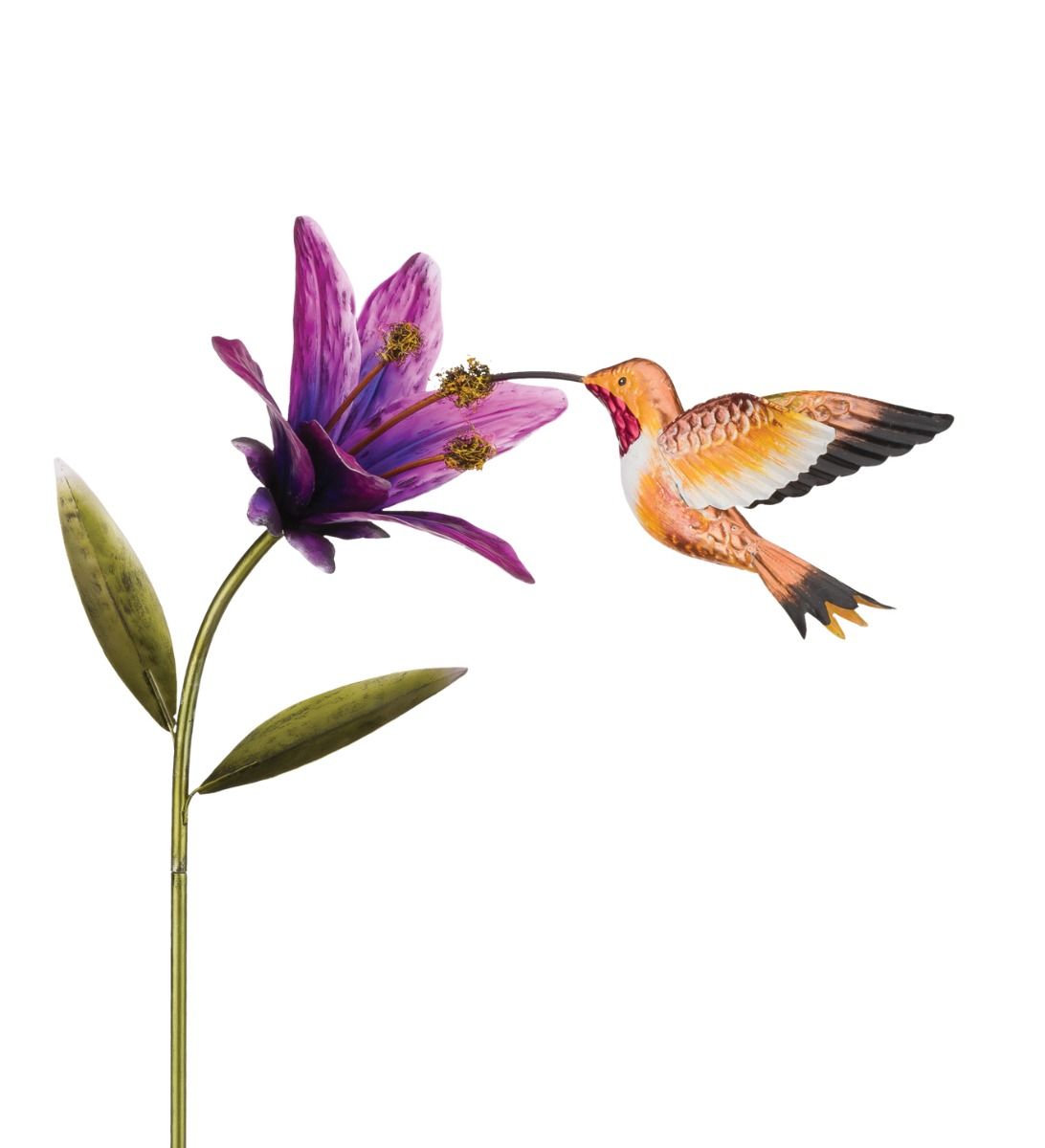 Hummingbird Flower Garden Stake - Rufous