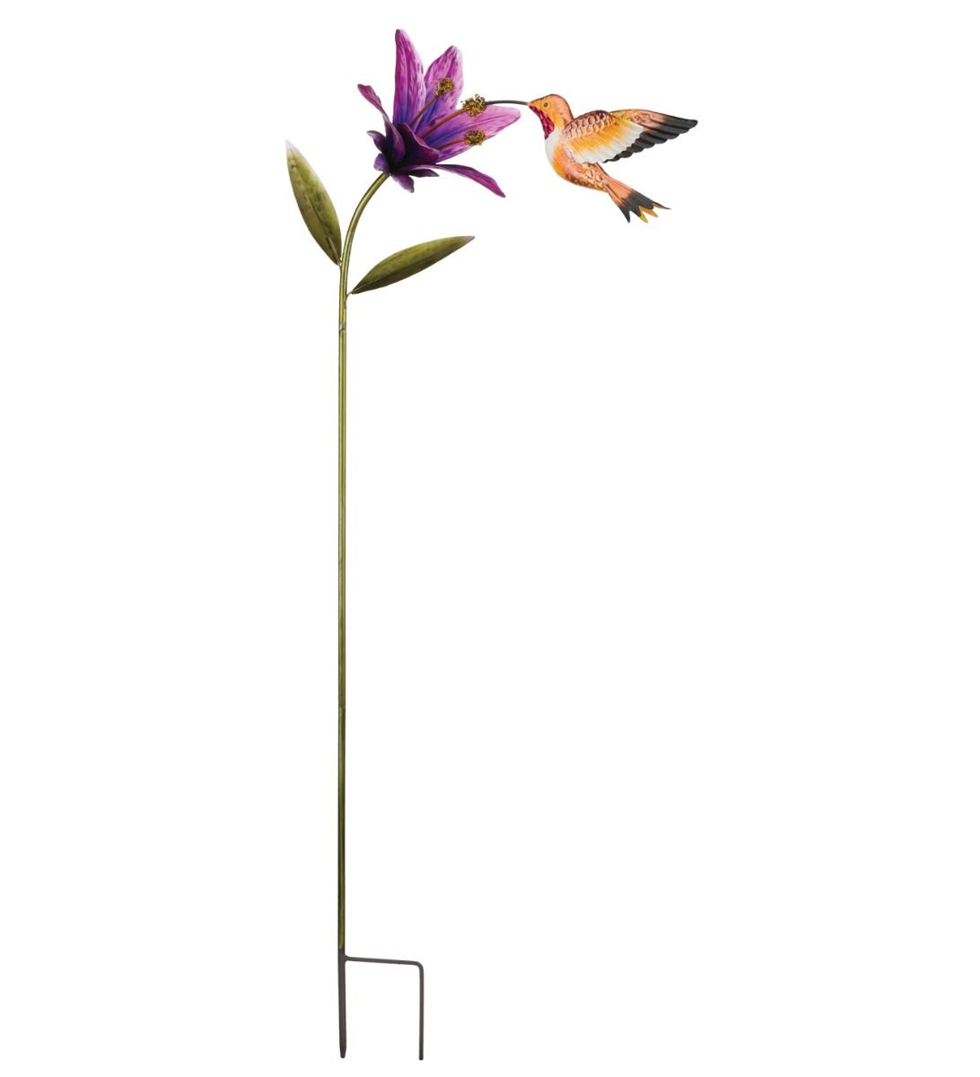 Hummingbird Flower Garden Stake - Rufous