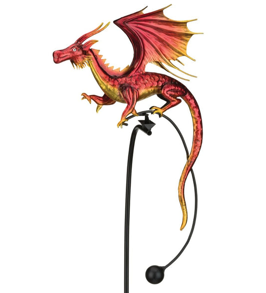Dragon Rocker Garden Stake - Red