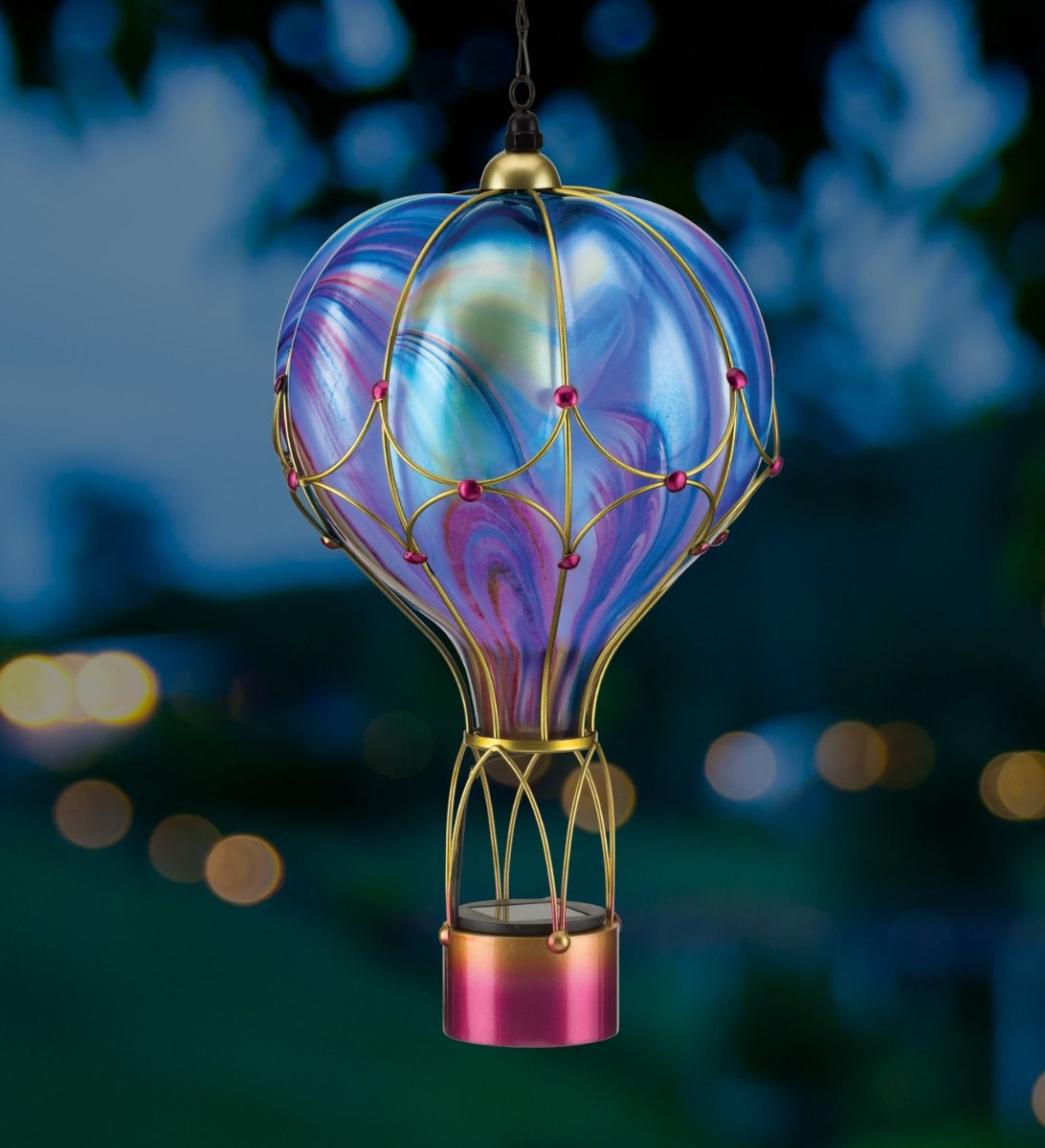 Large Swirl Balloon Solar Lantern - Purple