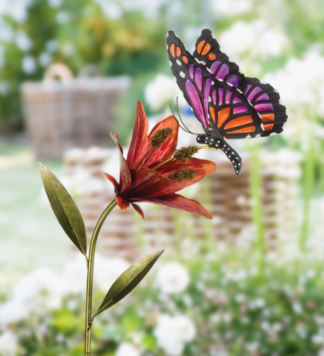 Butterfly Flower Garden Stake - Pink