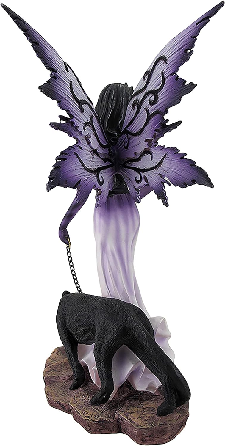 Purple Fairy with Black Panther Figurine