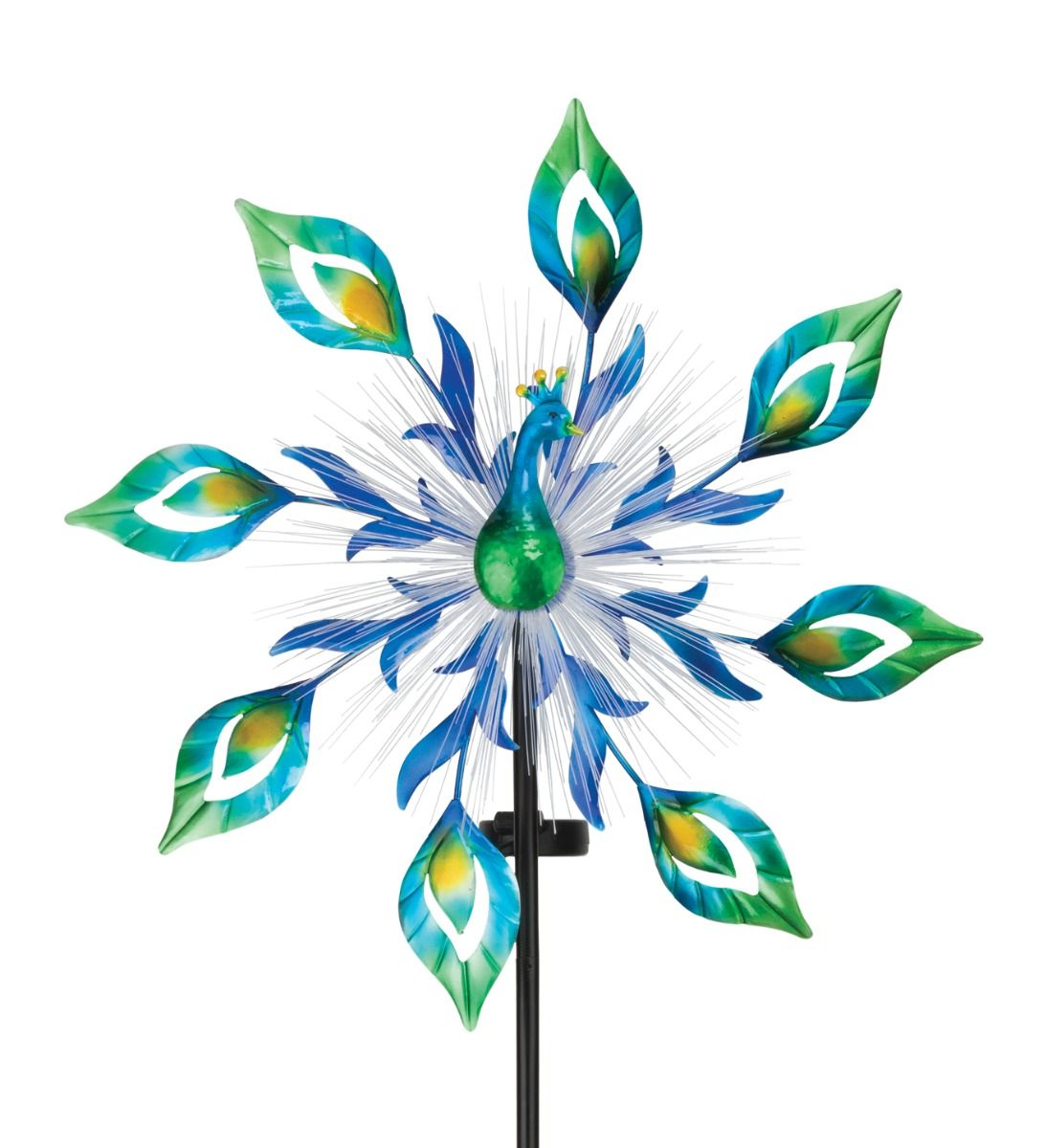 19" Peacock LED Burst Solar Wind Spinner