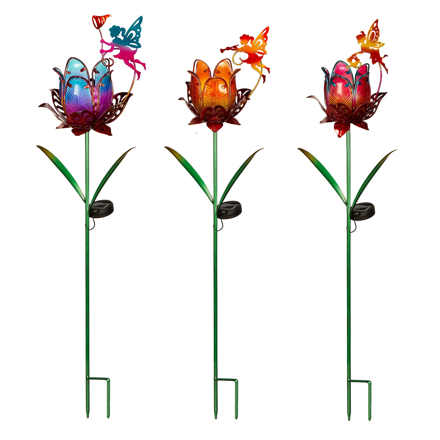 35"H Solar Fairy Flower Garden Stake