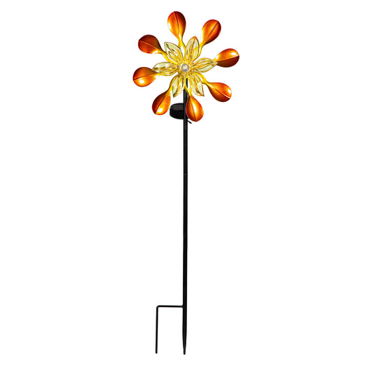 Crystal Flower Wind Spinner Garden Stake - Yellow