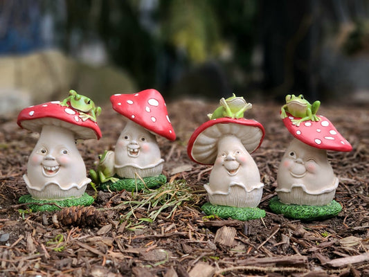 Happy Mushroom Figurines