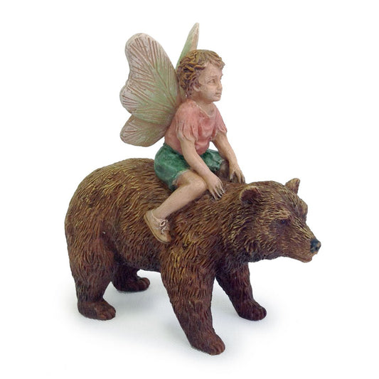 Riding Bear Boy Fairy - Miniature Fairy Garden Accessory