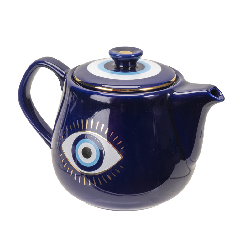 Luxury Bone China Turkish Coffee Warmer Pot with Lid Evil Eye Design w –  Natality Kitchen and Gifts