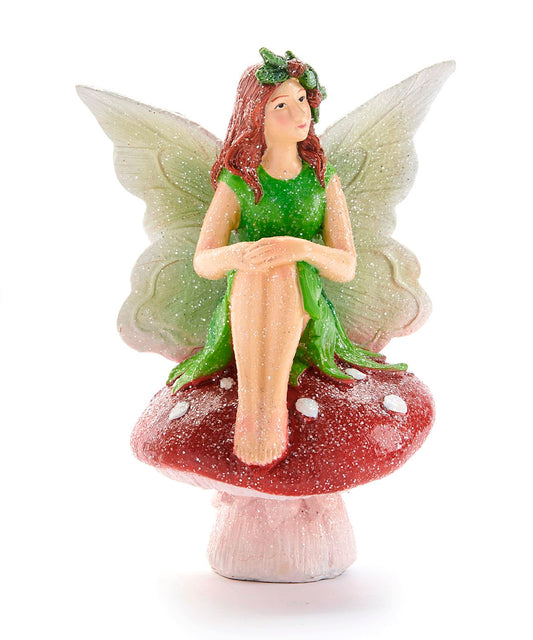 Winter Mushroom Fairy - Miniature Fairy Garden Accessory