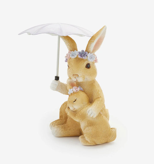 Mother Rabbit with Umbrella Figurine