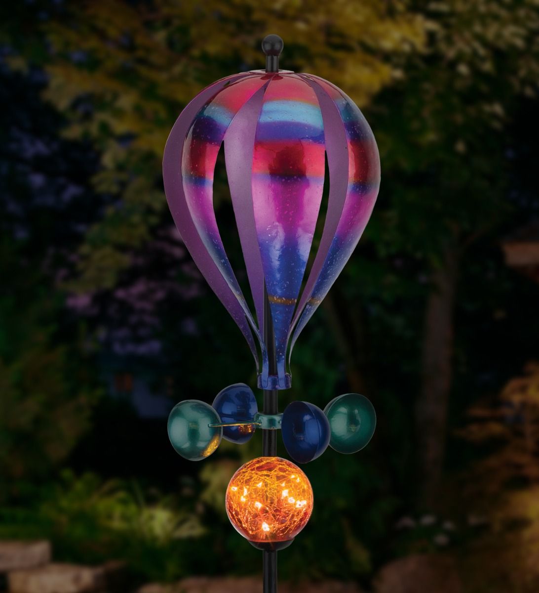 Balloon Solar Wind Spinner Garden Stake - Stripe