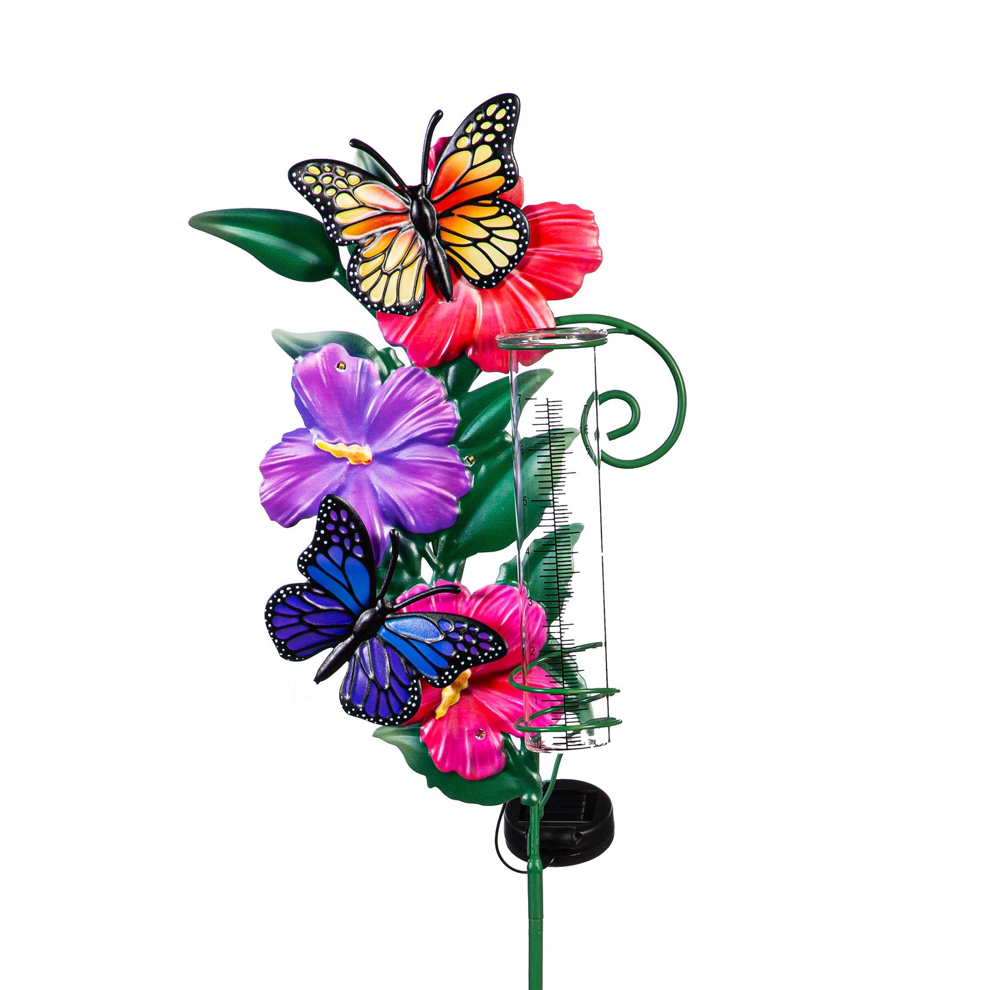 Floral  Pollinator Rain Gauge Garden Stake
