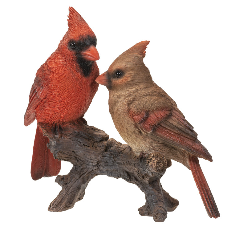 Cardinals on a Stump Figurine