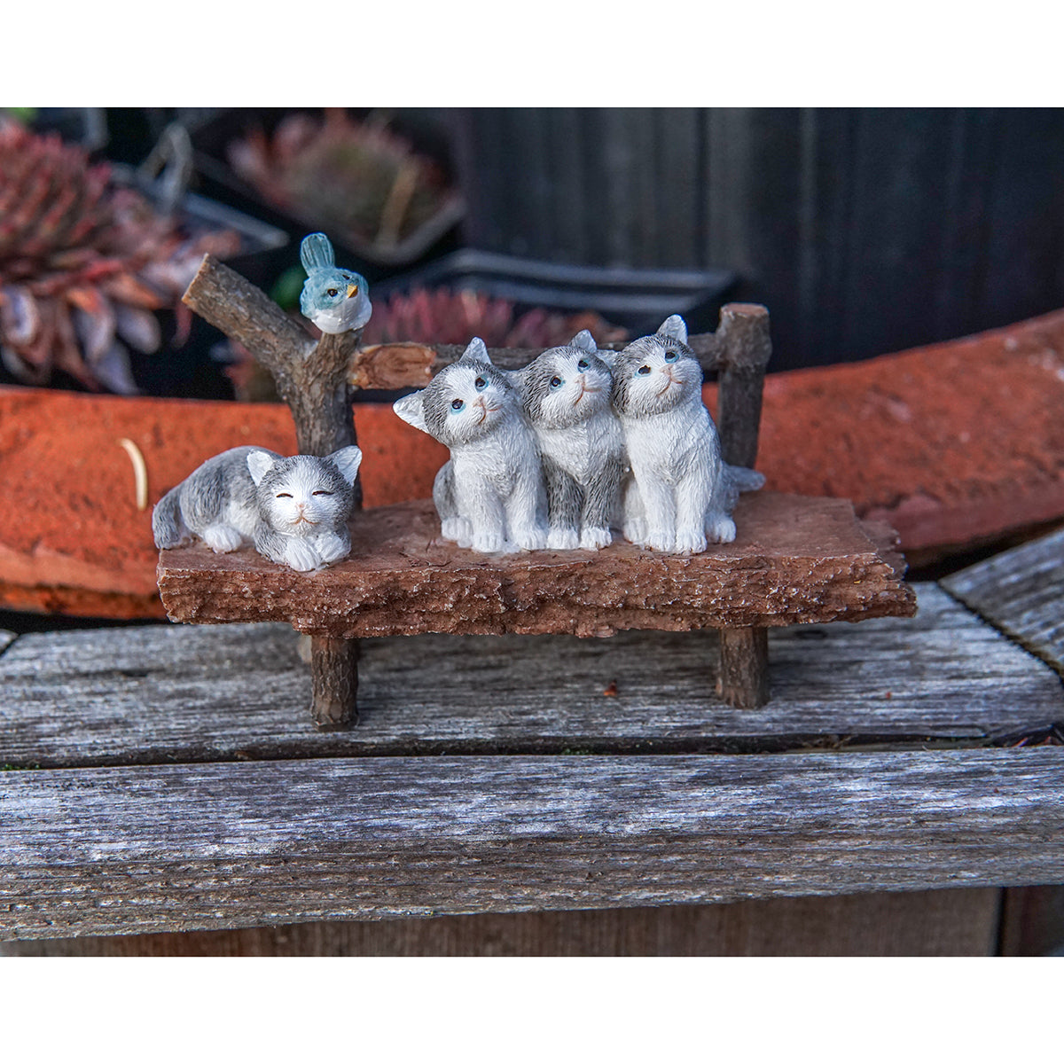 Curious Kittens on a Bench