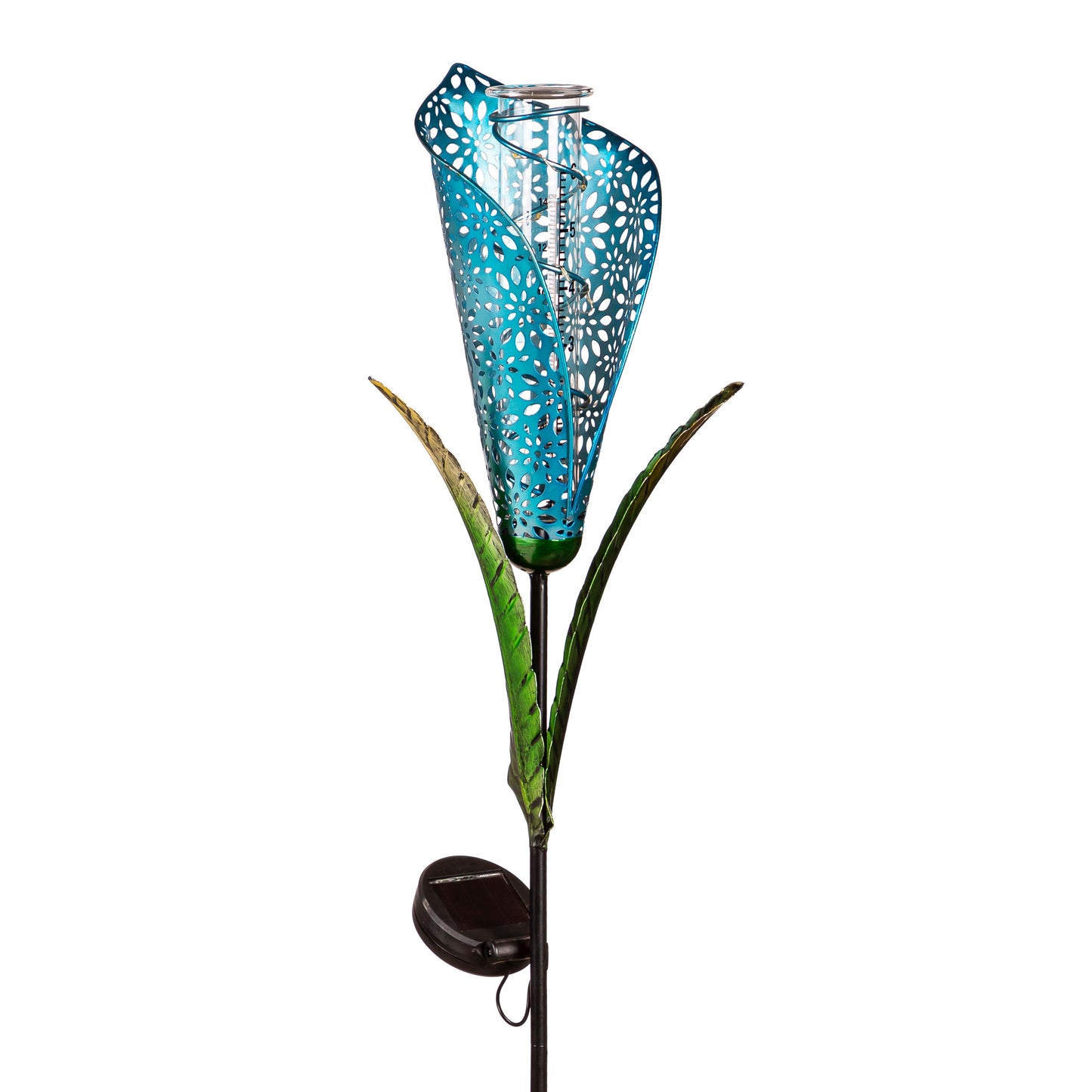 Fiber Optic Peace Lily Rain Gauge Garden Stake