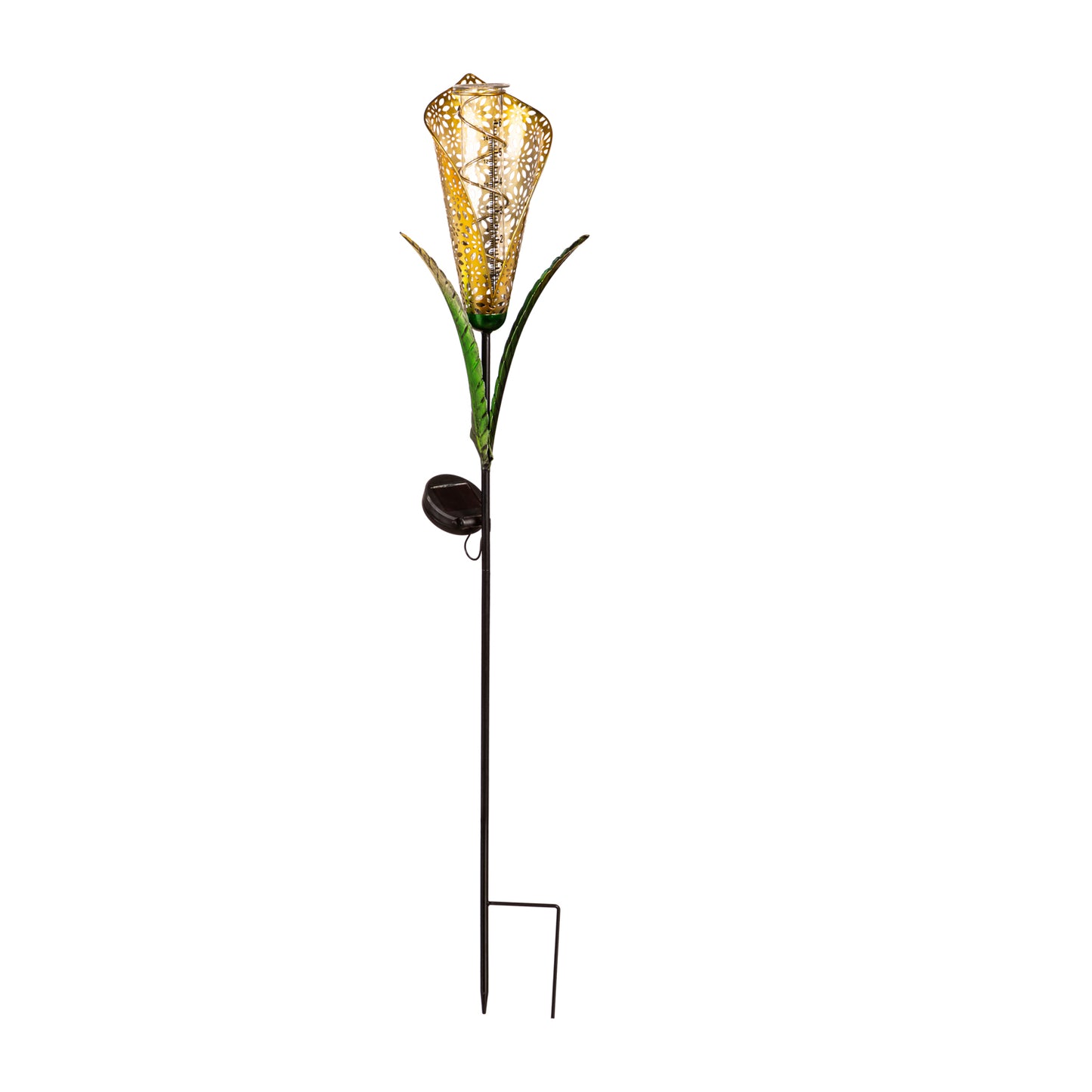 Fiber Optic Peace Lily Rain Gauge Garden Stake