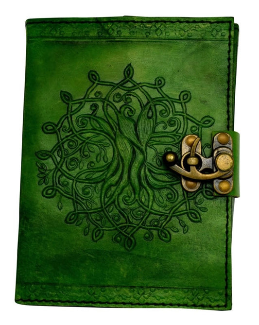 Green Tree of Life Embossed Leather Journal