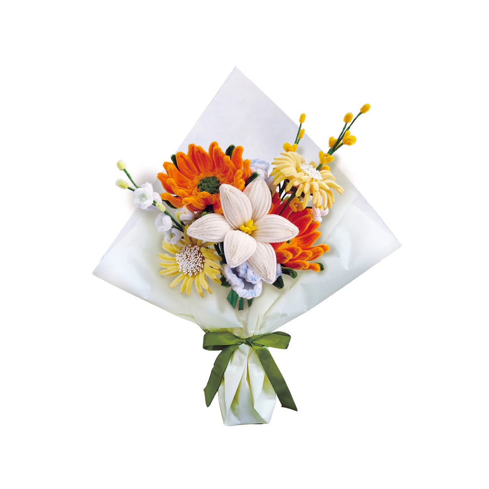 Chenille Orange Flower Bouquet Craft