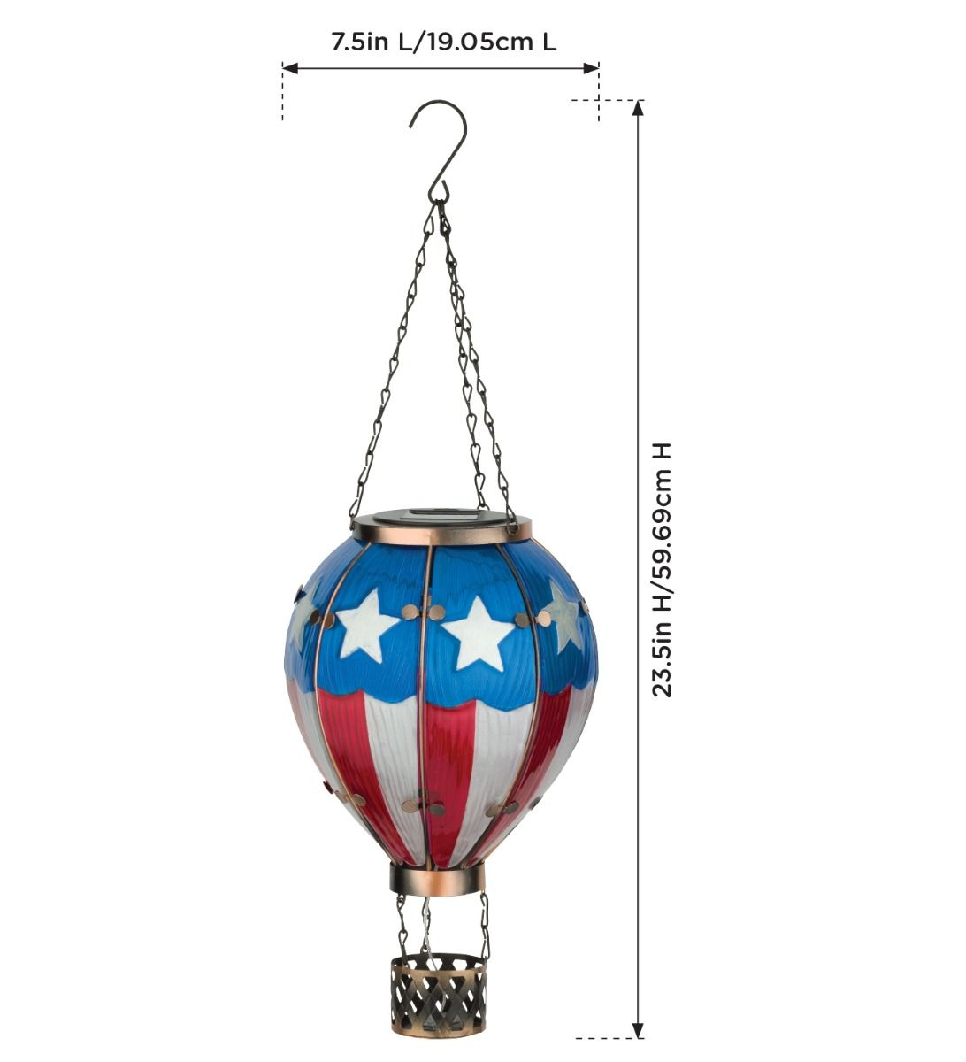 Americana Hot Air Balloon Solar Lantern - Large