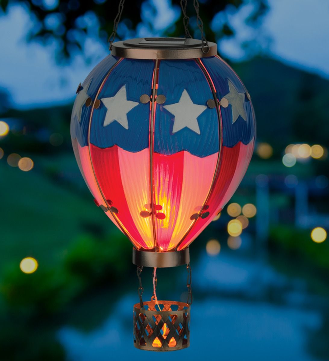 Americana Hot Air Balloon Solar Lantern - Large