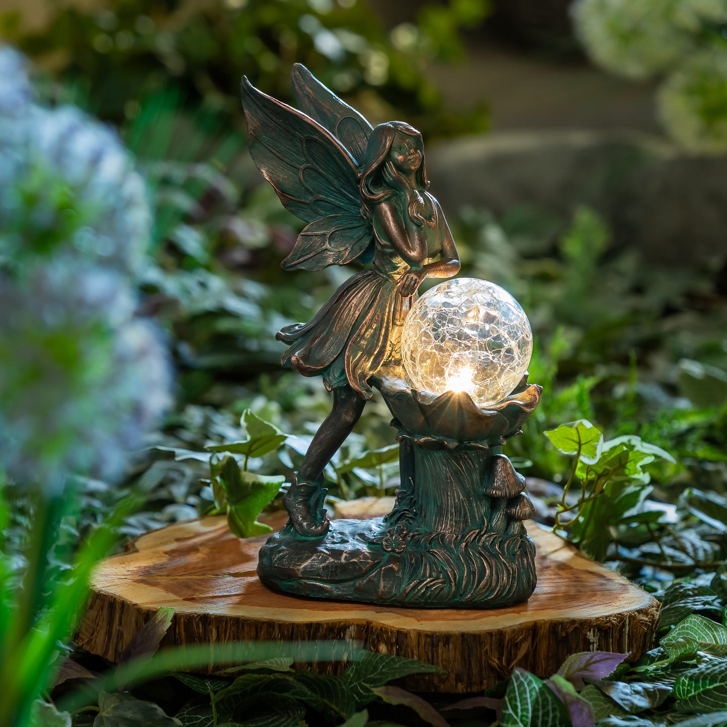 LED Fairy With Orb Statue