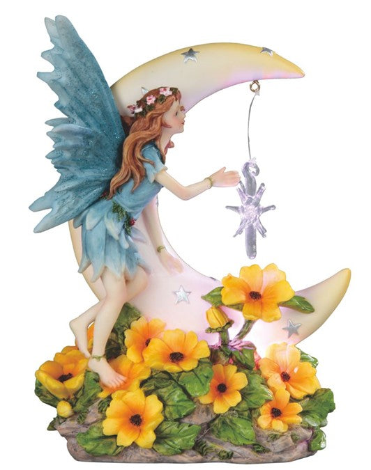 LED Fairy on Crescent Moon Figurine